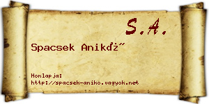 Spacsek Anikó névjegykártya