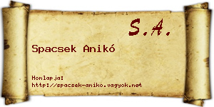 Spacsek Anikó névjegykártya